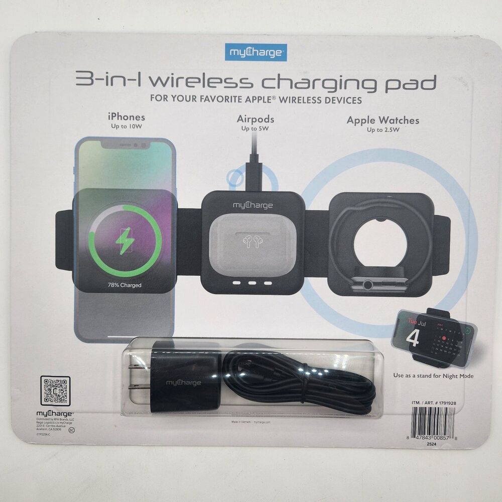 myCharge 3‑in‑1 Folding Wireless Charging Pad iPhone Apple Watch AirPods Sealed